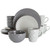 Elama Tahitian Diamond 16 Piece Stoneware Dinnerware Set in Slate and Pearl D970-EL-TAHITIANDIAMOND