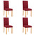  Dining Chair Set of 4 Wine Red Fabric, Rubber Wood Standard Size A949-249231