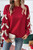 Fiery Red Contrast Bow Decor Dropped Sleeve Crewneck Sweatshirt T543-8793114050802