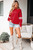 Fiery Red Varsity Striped Detail Drop Shoulder Oversized Sweatshirt T543-8786247418098