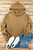 Brown Fleece Lined Half Zipper Kangaroo Pockets Loose Hoodie T543-8798853005554