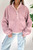 Fushia Stand Neck Half Button Zip Pocket Plush Sweatshirt T543-8798845501682