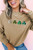 Khaki Embroidered Clover Pattern St Patrick Pullover Sweatshirt T543-8794172326130