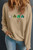 Khaki Embroidered Clover Pattern St Patrick Pullover Sweatshirt T543-8794172326130