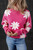 Bright Pink Daisy Flower Crew Neck Long Sleeve Sweater T543-8797472981234