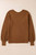 Camel Ribbed Knit Drop Sleeve V Neck Loose Fit Sweater T543-8797464953074
