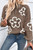 Parchment Contrast Flower Half Zipper Stand Neck Sweater T543-8797425467634