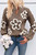 Parchment Contrast Flower Half Zipper Stand Neck Sweater T543-8797425467634