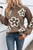 Parchment Contrast Flower Half Zipper Stand Neck Sweater T543-8797425467634