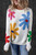 White Colorful Big Flower Pattern Crewneck Sweater T543-8797424550130