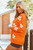 Orange Floral Print Knitted Open Front Loose Cardigan T543-8783383232754
