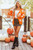 Orange Floral Print Knitted Open Front Loose Cardigan T543-8783383232754