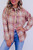 Pink Plaid Print Chest Pocket Long Sleeve Shacket T543-8783378448626