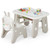 Kids Table and Chair Set with Flip-Top Bookshelf-Gray - Color: Gray D681-UY10062GR