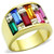 TK1397 - IP Gold(Ion Plating) Stainless Steel Ring with Top Grade Crystal  in Multi Color A874-TK1397