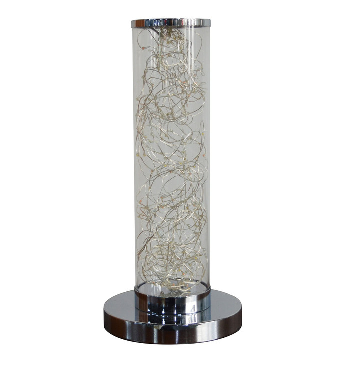13" Silver Metal Column LED Rope Table Lamp With Clear N270-468733