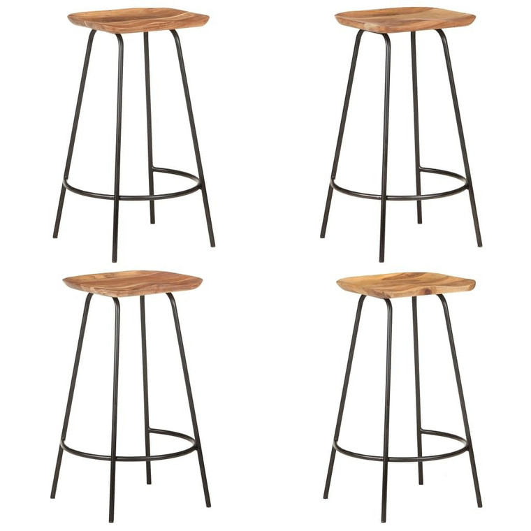 Bar Stool Set of 4 natural wood and black A949-320652