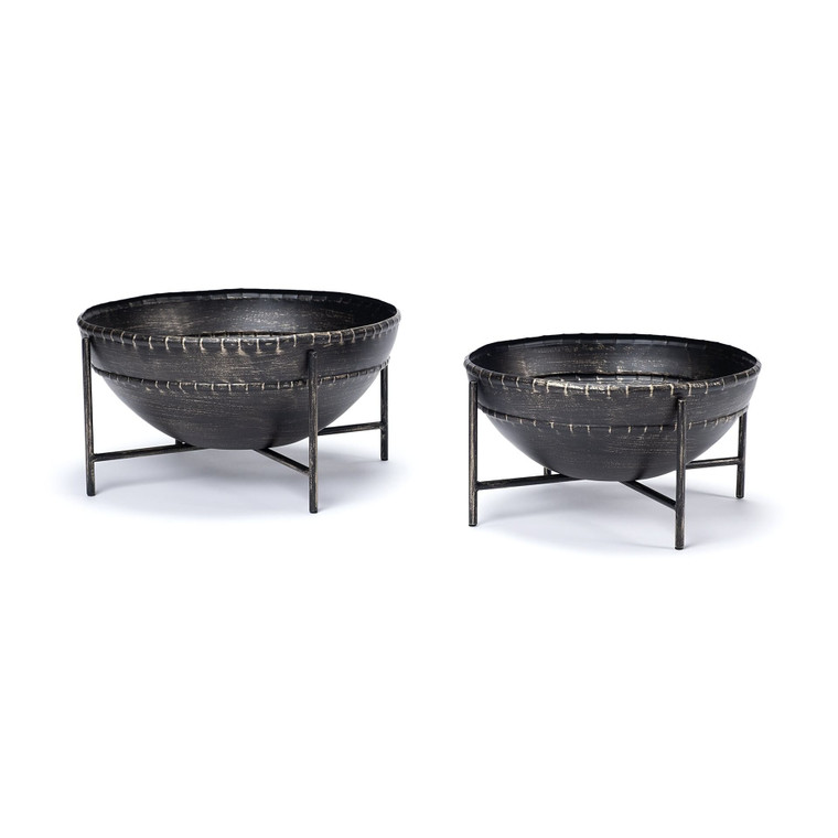 Set Of Two Metal Bowls With Stands N270-392174