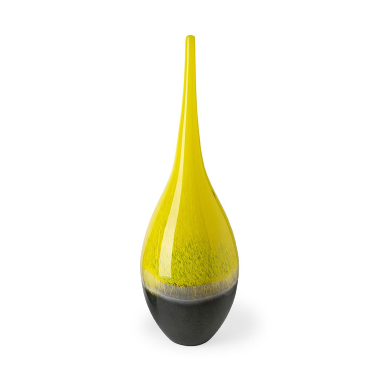 21" Lovely Yellow and Gray Handblown Spunglass Vase N270-397567
