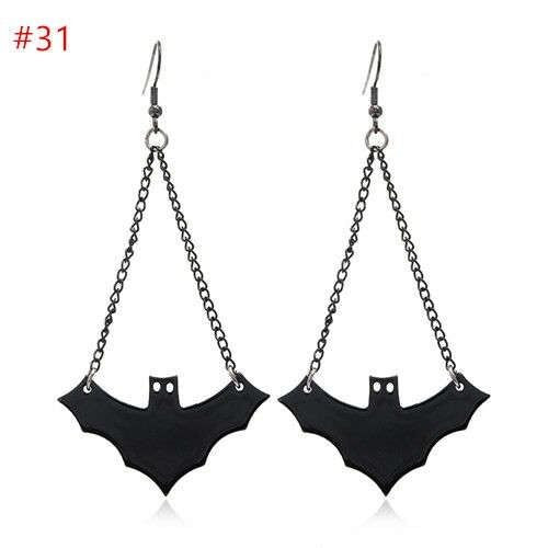 Minimalist Wholesale Fashion Jewelry Halloween Black Bat Animal Series Hook Earrings A392-fear7085