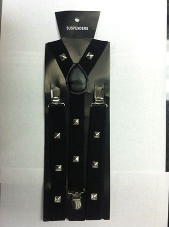 Halloween Wholesalers Men s Suspenders with studs Black N274-FC01100614