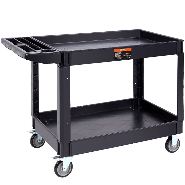  Utility Service Cart, 2 Shelf 550LBS Heavy Duty Plastic Rolling Utility Cart with 360 Swivel Wheel E415-DXSLSYTCDXCD2ZRGNV0
