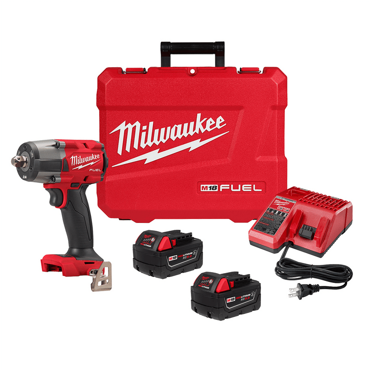 Milwaukee Tool M18 FUEL 1/2 " Mid-Torque Impact Wrench w/ Pin Detent Kit T398-MLW2962P-22R