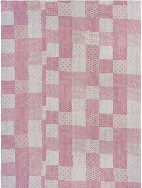 Pink Knitted Cotton Geometric Throw N270-516520