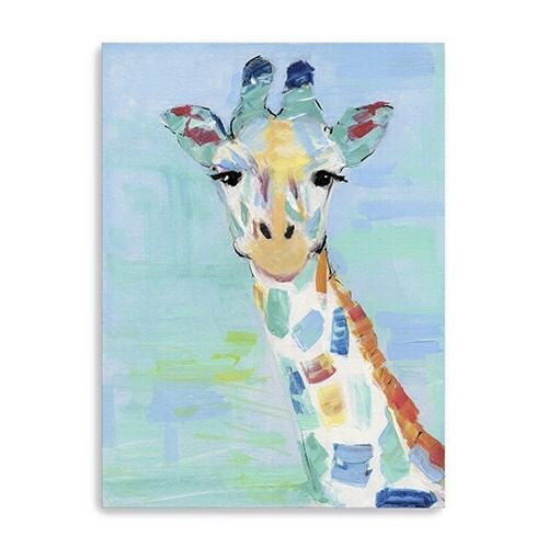 32" x 24" Pastel Patchwork Giraffe Canvas Wall Art N270-398909