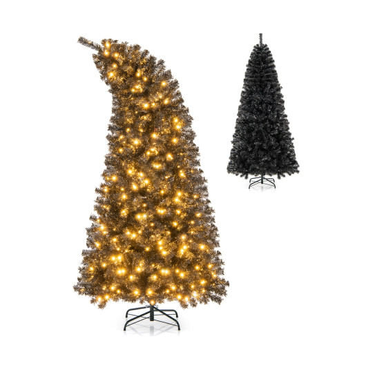 6/7 FT Artificial Christmas Tree with Bendable Top Section and Warm Light-7 ft - Color: Black - Siz D681-CM24754US-21