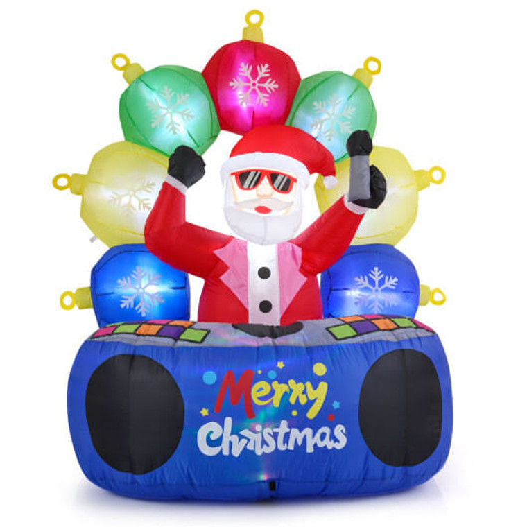 6 Feet Inflatable DJ Santa with Rotating Music Light and Flashing LEDs - Color: Multicolor D681-CM25251US