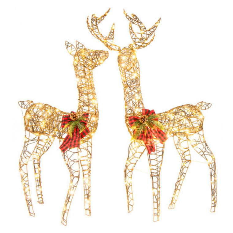 2 Pieces Lighted Reindeer Family with 200 LED Lights B593-CM24243US