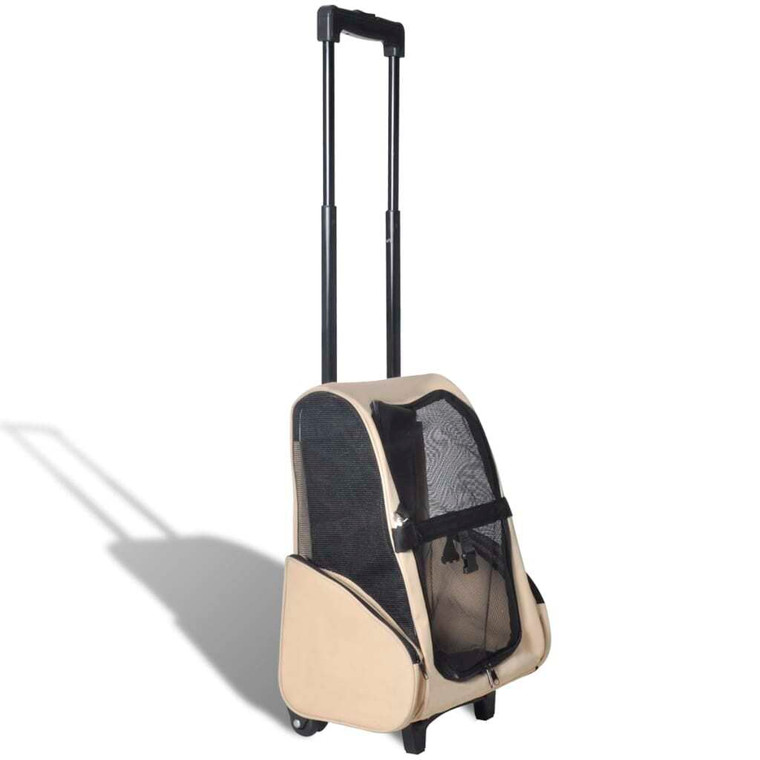 Pet Carrier Beige Polyester and Metal Suitable for small pets A949-170192