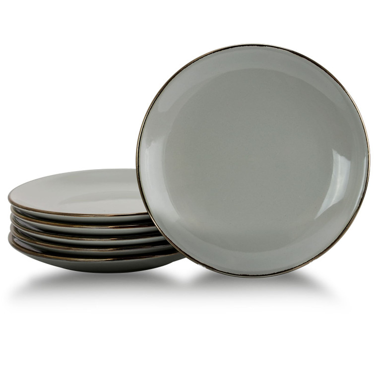 Elama Tahitian Sand 6-Piece Salad Plate Set, Light Grey D970-EL-TAHITIANSAND