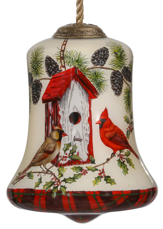 Cardinal Home Sweet Home Hand Painted Mouth Blown Glass Ornament N270-477482