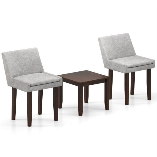 3-Piece Accent Table and Chair Set for Kitchen and Living Room-Brown & Gray - Color: Dark Brown D681-JV12492BN+