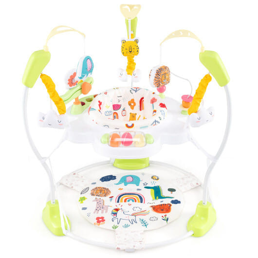 Baby Activity Center Height Adjustable Baby Bouncing Saucer with Interactive Toys-Yellow - Color: Y D681-BC10198YW