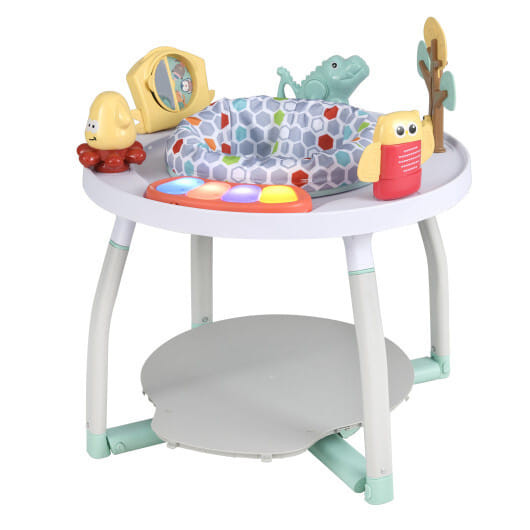 5-in-1 Baby Activity Center Interactive Bounce Seat with Removable Toys-White - Color: White D681-TM10116WH