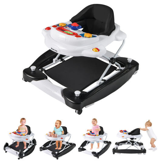 6 in 1 Foldable Baby Walker with Adjustable Height-Black - Color: Black D681-BC10167BK