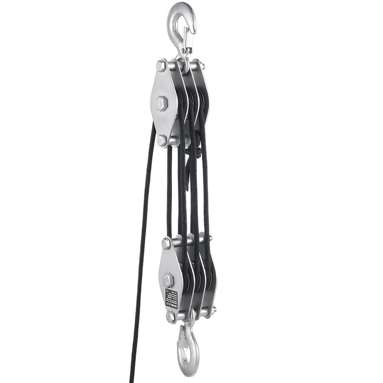  4400 lbs Breaking Strength 100 FT Rope Pulley Hoist, 5:1 Lifting Power Heavy Duty Pulley System wi E415-SHLZ1100LBS1I7W2CV0