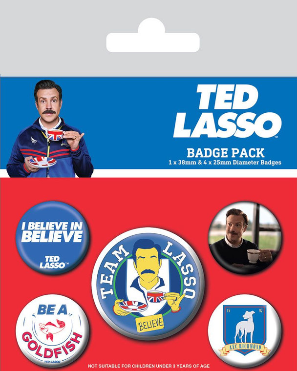 Ted Lasso 5 Piece Pin-Back Button Badge Set