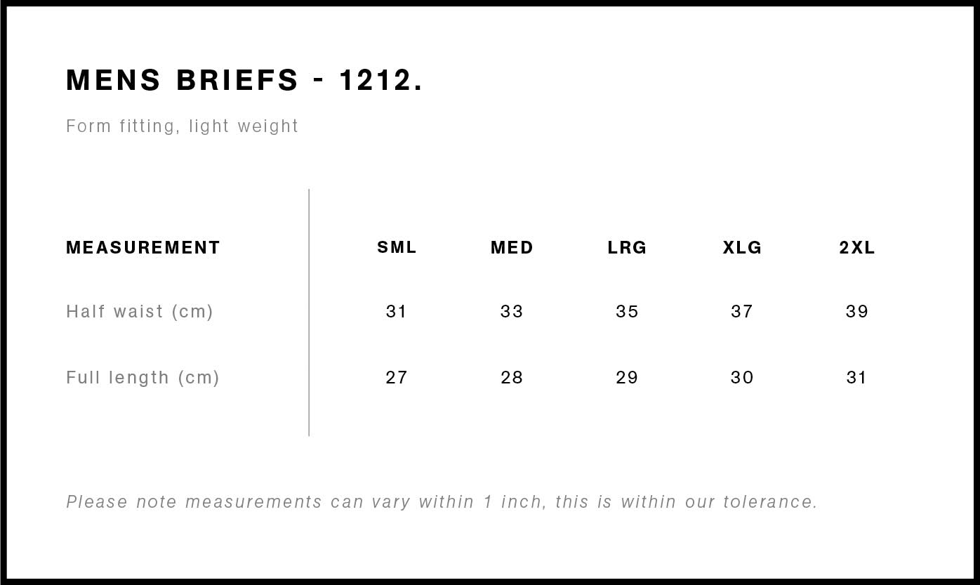 Briefs size guide