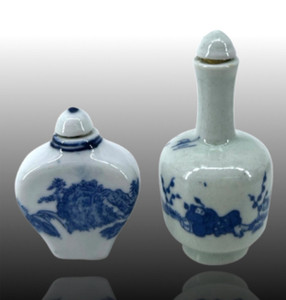 2x Qing Dynasty Snuff Bottles | Set of 2 with Lids | Vintage 2x Qing Dynasty Snuff Bottles | Set of 2 with Lids | Vintage