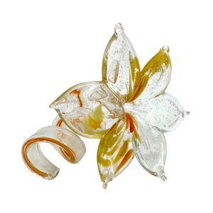 Murano Art Glass Orange and Brown Flower | Vintage Murano Art Glass Orange and Brown Flower | Vintage