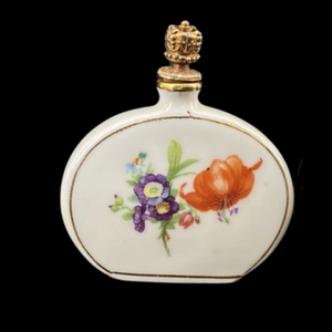 Porcelain Floral Perfume Bottle | Crown Cork Stopper | Made in Germany | Vintage Porcelain Floral Perfume Bottle | Crown Cork Stopper | Made in Germany | Vintage