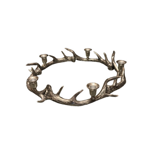 Silver Deer Horn Wreath Candle Holder | 5 Candle Holder | Round Centerpiece | New Silver Deer Horn Wreath Candle Holder | 5 Candle Holder | Round Centerpiece | New