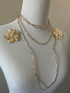 Flower Earrings with Pearl Center | Brush Plated Gold | NWT