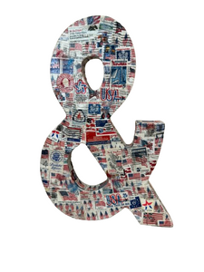 Hand Created Patriotic Ampersand | Crafted with Cancelled Stamps | New Hand Created Patriotic Ampersand | Crafted with Cancelled Stamps | New