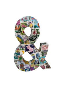 Hand Created Flower Theme Ampersand | Crafted with International Cancelled Stamps | New
