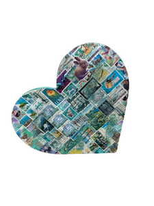 Hand Created Teal Heart | Crafted with International Cancelled Stamps | NWT Hand Created Teal Heart | Crafted with International Cancelled Stamps | NWT